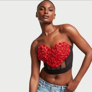 Victoria's Secret Red and Black Floral Bustier Top